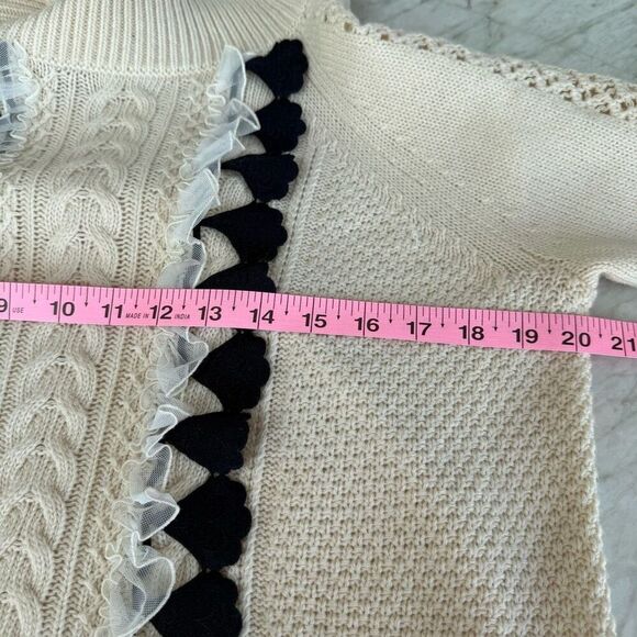 J. CREW EMBELLISHED CABLE SWEATER preppy wool blend size S - Picture 9 of 10